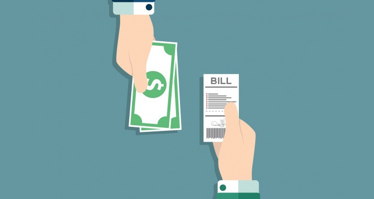 cash being exchanged with bill graphic