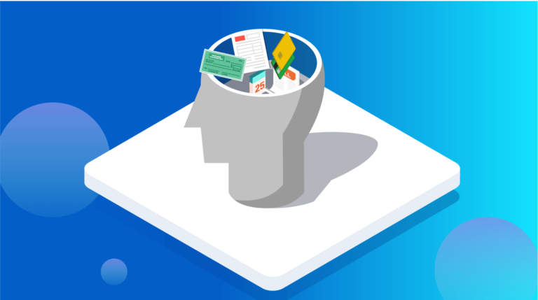 head with documents in it graphic