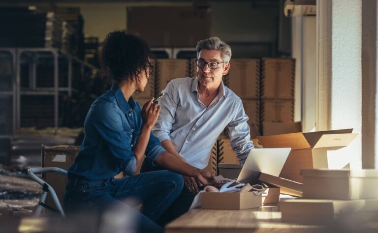 man and woman in discussion