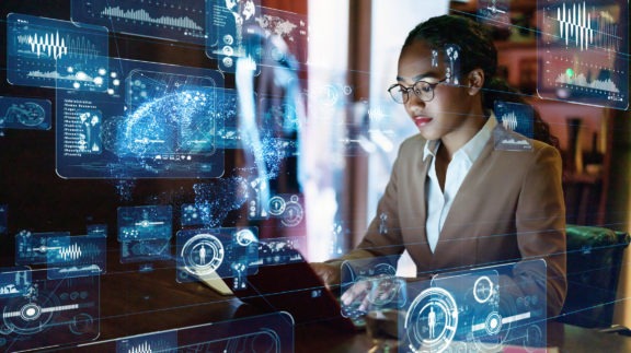 woman engineer at desk working