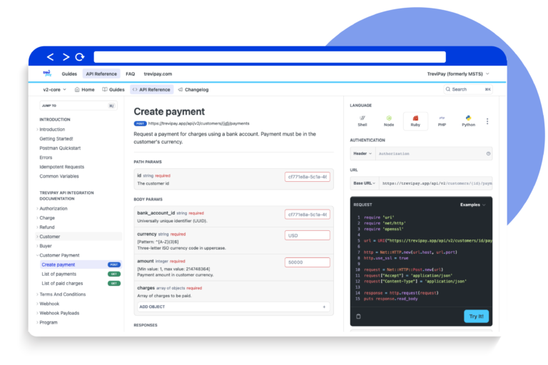 Image how you can create a payment with TreviPay