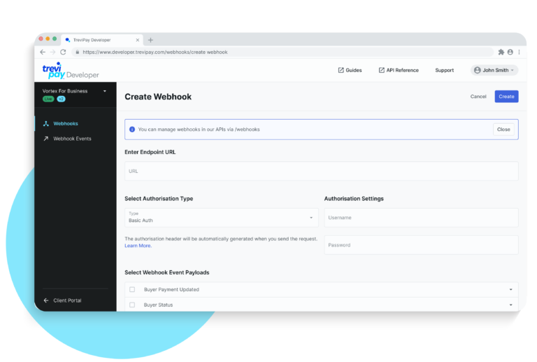 Image where you can see how you can create a Webhook with Trevipay and easily integrate into your systems