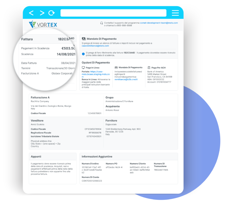 Global Invoice Rendering Magnified Invoice using TreviPay's Global Invoicing solution