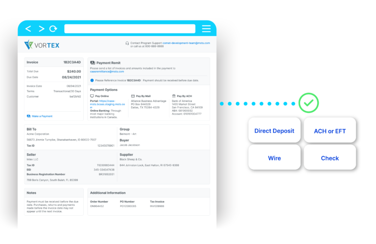 Vortex Invoice using TreviPay invoice solution