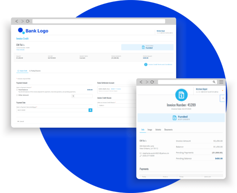 Image of invoice and TreviPay small business network