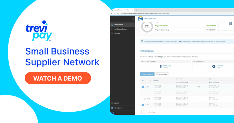 Small Business Supplier Network platform UI