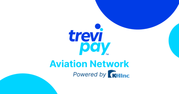 TreviPay logo above logo for Aviation Network powered by KHI
