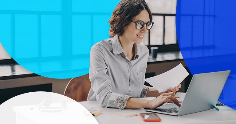 Woman at laptop working