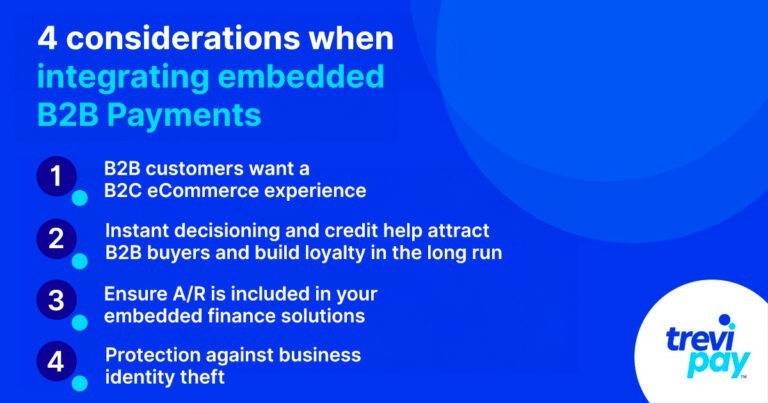 numbered points of 4 considerations when integrating embedded b2b payments