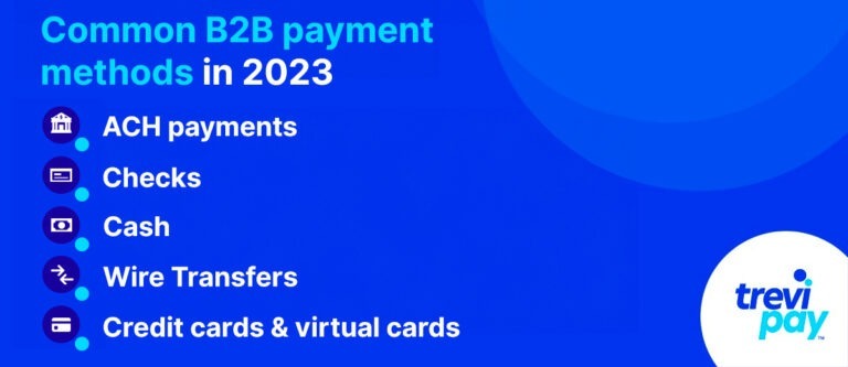B2B payment methods in 2023 bullet point list