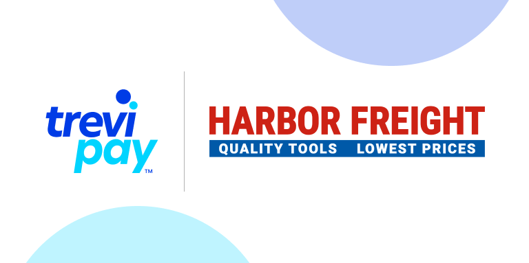 Trevipay logo and Harbor Freight logo on white background