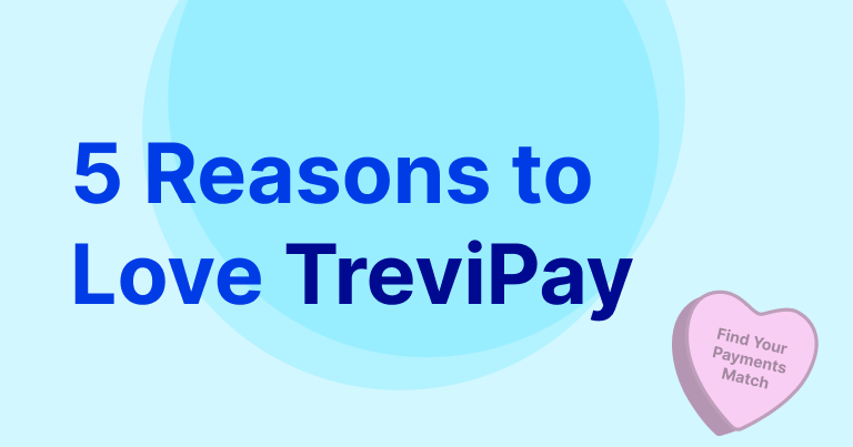 5 reasons to love trevipay - light blue pink candy heart "find your payments match"