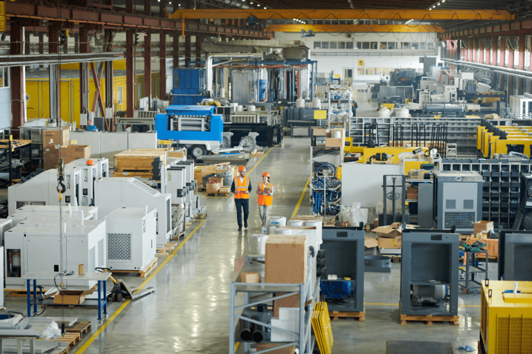 birds eye view of the inside of a manufacturing plant