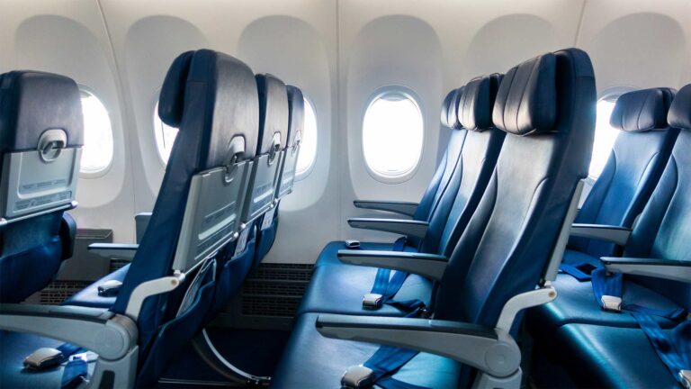 seats inside of an empty airplane
