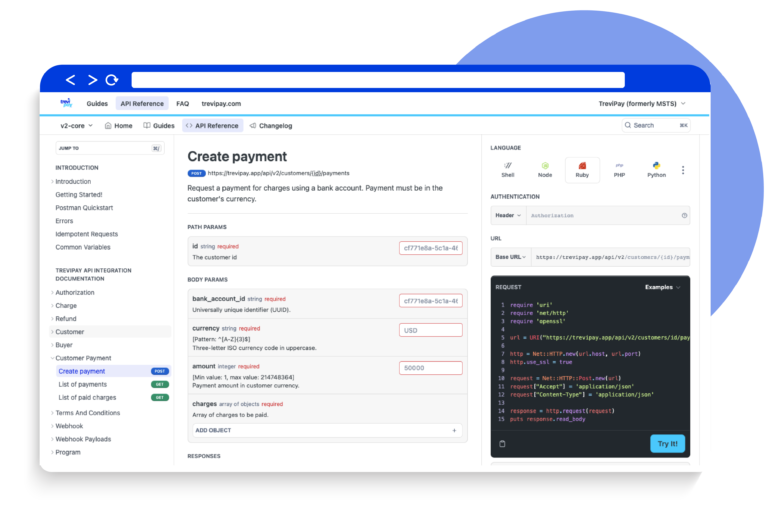TreviPay Account Screen