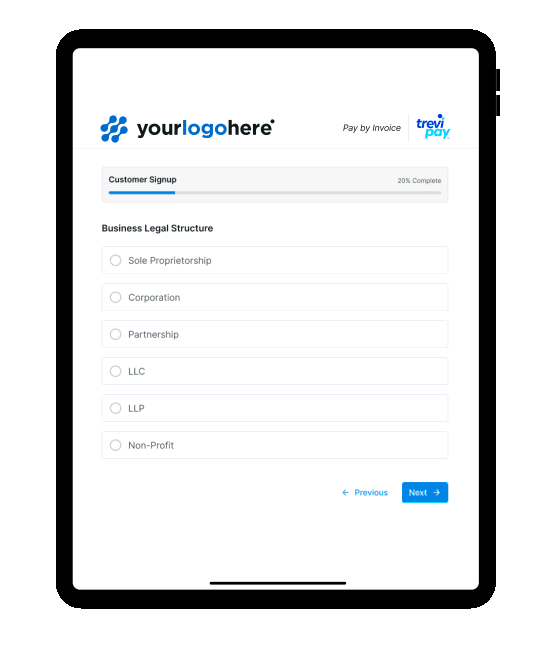TreviPay onboarding customer application