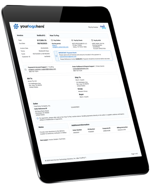 trevipay invoice in an ipad