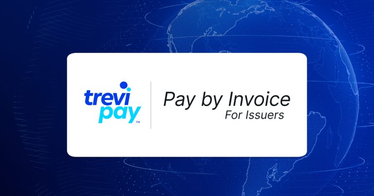 TreviPay Pay by Invoice for Issuers logo with global network in background