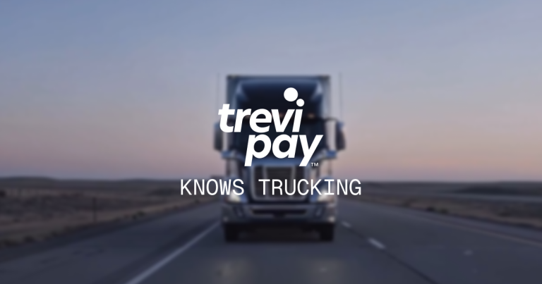TreviPay knows trucking slogan with an image of a truck in the background